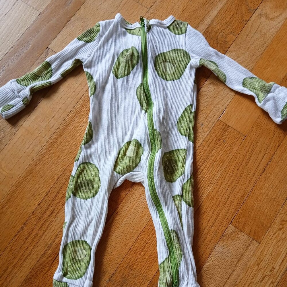 Angel Dear Baby Avocado Print Sleepwear | Convertible Feet + 2-Way Zip | 6–12M